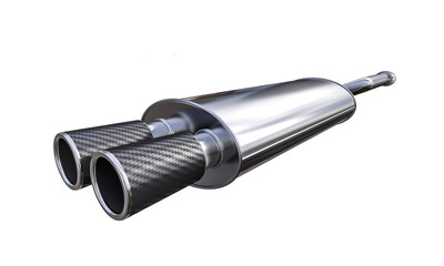 Dual carbon fiber exhaust pipe on white