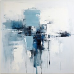 tasteful minimalist white and desaturated blue abstract art