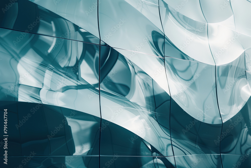 Poster Abstract background with reflections and caustics. Hi-tech. Futuristic background image. Created with Generative AI technology.