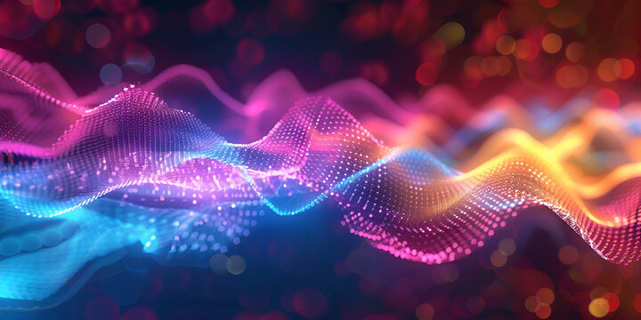  diffraction phenomena, Diffraction  waves encountering an obstacle and the consequential bending around the object, Abstract technology, wave flow in neon colors, physics conceptual

