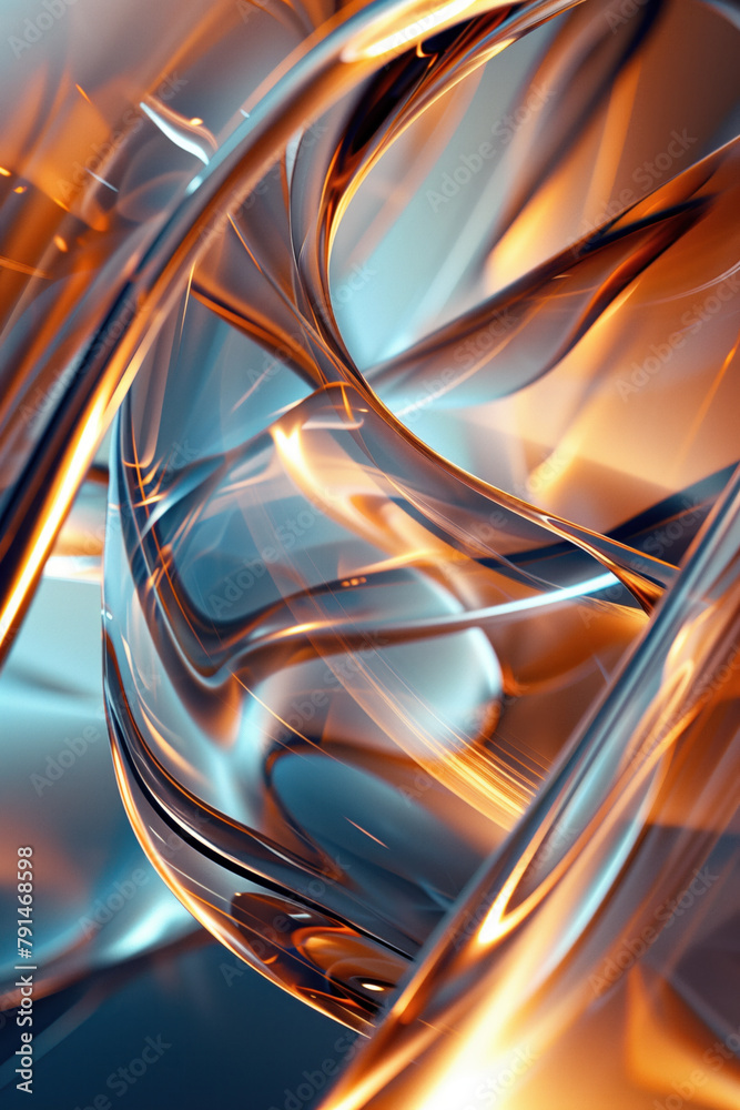 Poster Abstract background with reflections and caustics. Hi-tech. Futuristic background image. Created with Generative AI technology.