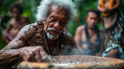 Backpackers learning to make Fijian Kokoda with a village elder.