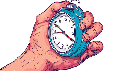 Hand firmly gripping a blue stopwatch set to 60 minute