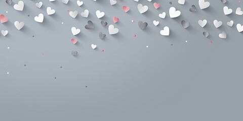 gray hearts pattern scattered across the surface, creating an adorable and festive background for Valentine's Day or Mothers day on a Beige backdrop. The artwork is in the style of a traditional Chin - obrazy, fototapety, plakaty