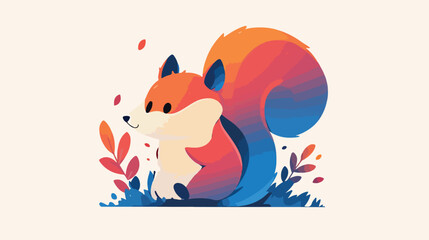 Creative colorful squirrel logo design template 2d