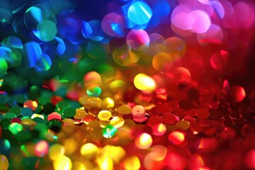 Multicolored sparkle festive pink, yellow and blue confetti background.