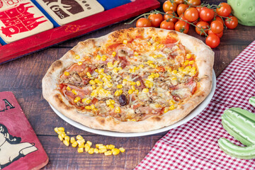 pizza on a table