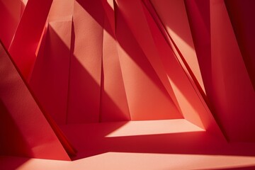 Abstract red geometric shapes creating a dynamic and modern background, perfect for contemporary design concepts.

