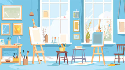 Art studio interior. Classroom workshop of creative c