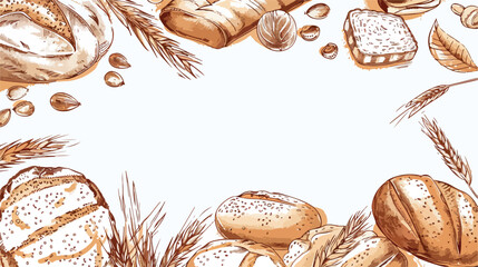 Banner template with various types of breads 