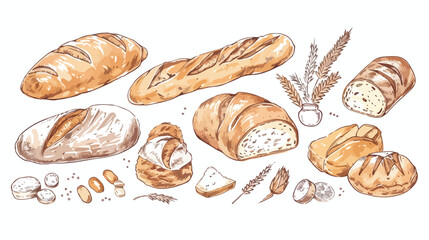 Banner template with various types of breads 