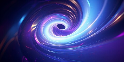 Indigo abstract background with spiral. Background of futuristic swirls in the style of holographic. Shiny, glossy 3D rendering. 