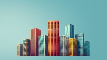 Obraz premium Corporate Bonds Minimalist office buildings with bond symbols
