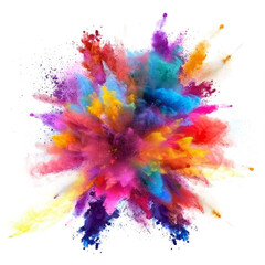 Spread joy and positivity burst of colored powder exploding in a colorful display against a white canvas