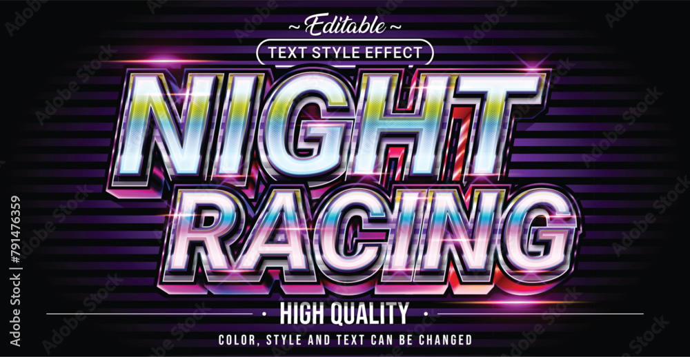 Poster editable text style effect - night racing text style theme.