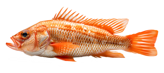 Red sea bass fish isolated on white background