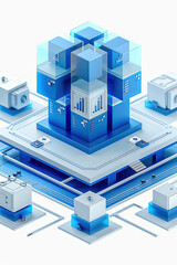 Fototapeta premium Enterprise Zone 3D Scene with Frosted Glass Cube