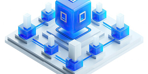 Fototapeta premium Enterprise Zone 3D Scene with Frosted Glass Cube