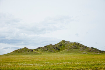 Green hills mountains landscape. Altai summer nature, Russia