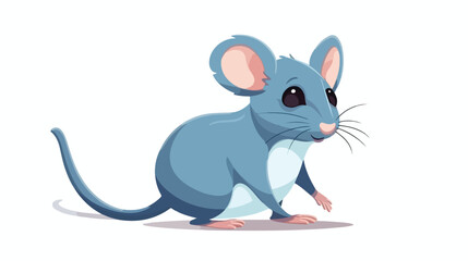 Cute blue rat icon isolated on white background. 2d