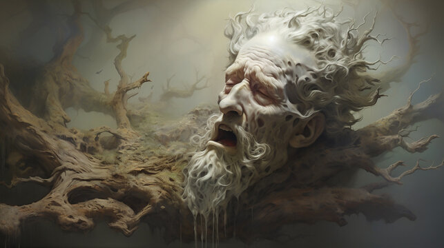 The god of erosion his touch decaying even the essence of reality a portrait of inevitable decline