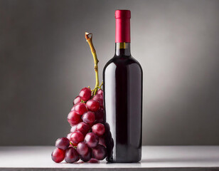 Obraz premium Bouteille de vin rouge et grappe de raisin