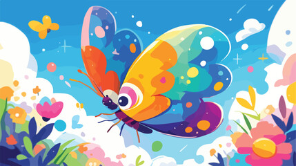 Cute butterfly cartoon 2d flat cartoon vactor illus
