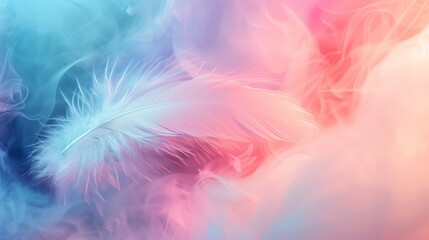 Translucent Feather on Soft Pastel Fog