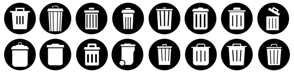 Trash can vector icon set. garbage illustration sign collection. basket symbol or logo.