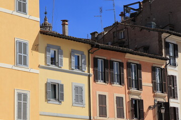 Campo de' Fiori Square Colorful Buildings Close Up in Rome, Italy