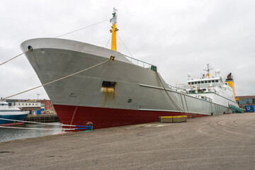 Fishing Vessel is moored on the quay of IJmuiden Netherlands