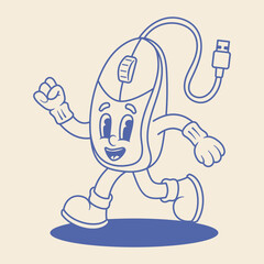 Computer Mouse Mascot Illustration Outline Version