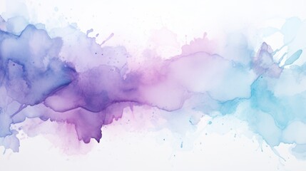 watercolor spattered on a white background, colors of light blue and light purple - obrazy, fototapety, plakaty