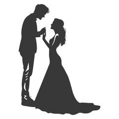 Silhouette wedding proposal by couple black color only - obrazy, fototapety, plakaty