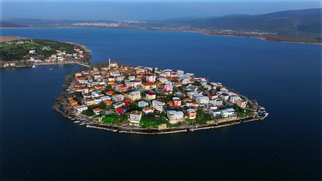 G&ouml;lyazı Village and Uluabat Lake Aerial Drone View
