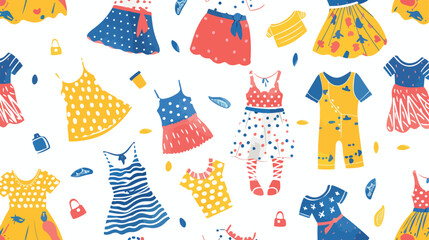 Kids clothes pattern. Childrens summer fashion appare