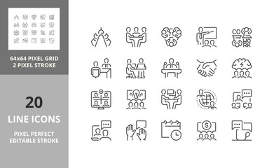 Meeting 64px and 256px editable vector set