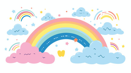 Cute colorful rainbow. Childish flat vector illustr