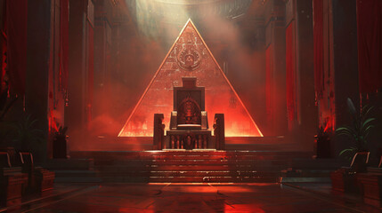 Fantasy throne in a palace. inside pyramid.  - obrazy, fototapety, plakaty
