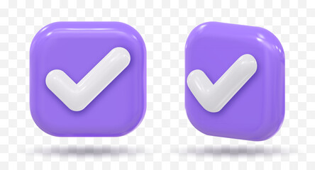 3d icon approved. check mark icon isolated