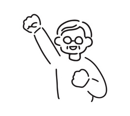 ガッツポーズをするシニア男性のイラスト