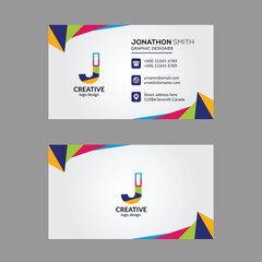 Vibrant Multi color J Letter Business Card Design