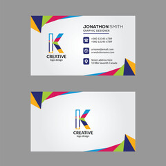 Vibrant Multi color K Letter Business Card Design