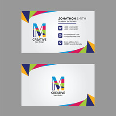 Vibrant Multi color M Letter Business Card Design
