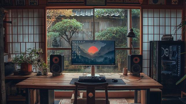 和室にゲーミングパソコン