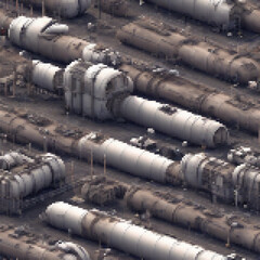 Industrial pipeline system. Seamless pattern. Vector pixelated illustration. Pixel design.