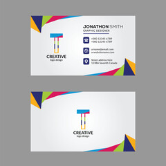 Vibrant Multi color T Letter Business Card Design