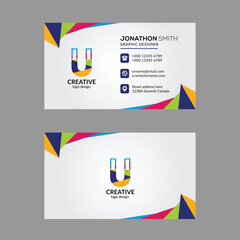 Vibrant Multi color U Letter Business Card Design