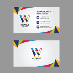 Vibrant Multi color W Letter Business Card Design