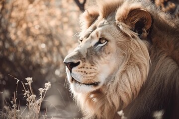 Majestic Lion Close-Up in Natural Habitat - African Savannah